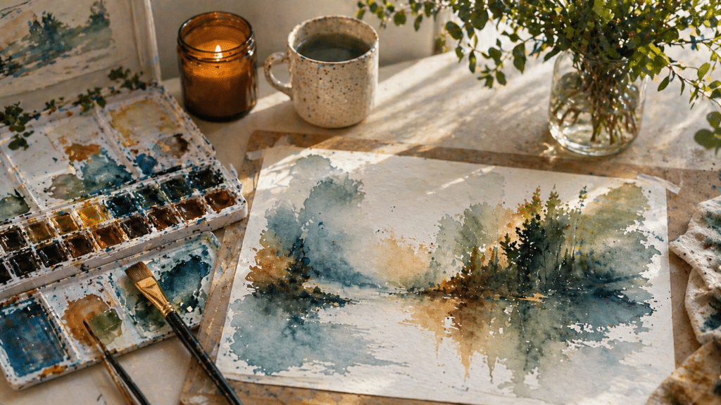 Kombinirajmo akvarel s linijama